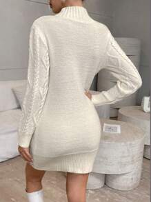 SHEIN Clasi Damen Lässig minimalistisches elegantes Stehkragen Doppeltasche gestricktes Sweaterkleid, Herbst/Winter