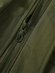 Manfinity Homme Men's Winter Letter Pattern Raglan Sleeve Thermal Lined Casual Hooded Detachable Padded Coat - Army Green - View 5