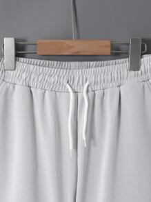 SHEIN Quần thể thao thường ngày màu trơn có dây rút cho bé trai tuổi teen - trắng - Xem 5