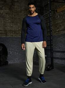 Gym Rark Plus Size Men Casual Solid Color Drawstring Waist Jogger Pants - Khaki - View 8