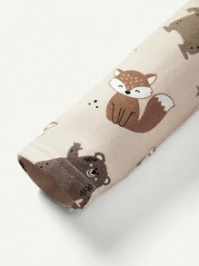 Cozy Pixies 2 件装男婴可爱熊印花圆领上衣和围兜裤套装 - 米色 - 查看 4