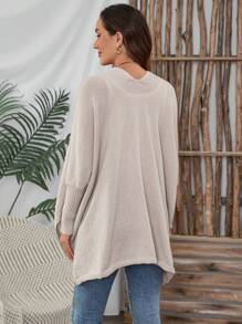 EMERY ROSE Women's Solid Color Minimalist Long Sleeve Cardigan, Casual Daily Wear