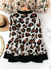 SHEIN LUNE Jersey de cuello redondo, manga larga, sencillo y casual de talla grande con parches lisos