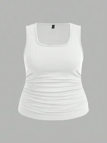 EMERY ROSE 3 件套纯色休闲简约方领加垫背心，适合大码女士，秋冬季 - 彩色 - 查看 4