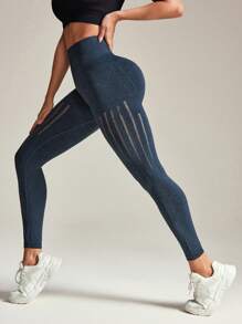 SHEIN Velisys Quần legging tập luyện thường ngày cạp cao khoét rỗng cho nữ - Nhiều màu - Xem 3