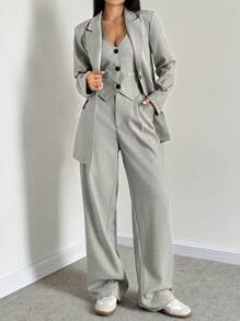 SHEIN EZwear 3 件套西装：夹克、背心和裤子