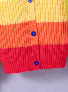 SHEIN 女童彩虹开衫针织毛衣，秋冬儿童针织上衣 - 彩色 - 查看 6