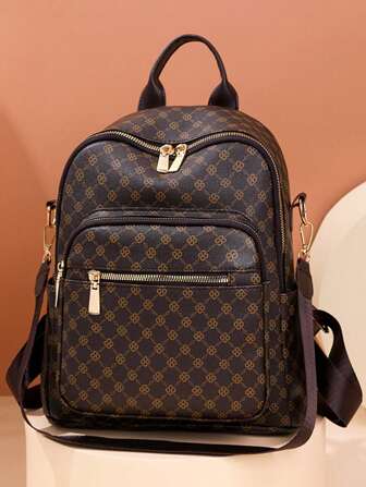 Women's Retro Backpack, New Fashion Versatile PU Plaid Student Backpack/Shoulder Bag/Travel Bag, School Backpack