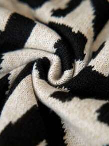 Calvaya Plus Size Women's Simple Print Asymmetric Hem Pullover Sweater Knit Pullover Fall Winter - Apricot - View 3