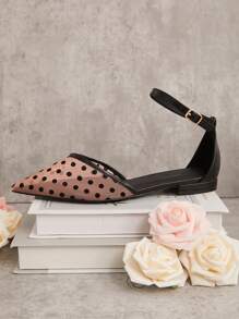 SHUZIA Bailarinas de mujer de puntera redonda de color NEGRO con malla de estrás, nuevas para Año Nuevo, Día de San Valentín y otros días festivos