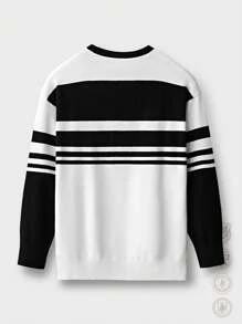 Manfinity Sporsity Men's Contrast Color Letter Print Crew Neck Long Sleeve Sweater
