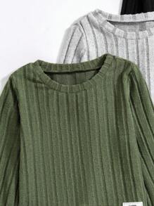 Young Boy & Young Boy 2件套休闲百搭罗纹服装，百搭高性价比，颜色多样，适合秋冬季日常穿着 - 彩色 - 查看 7