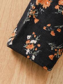 少女前扣长袖花卉印花休闲衬衫 - 彩色 - 查看 5