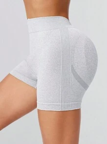 Gameset SHEIN Sport 女式收腰运动短裤，性感塑身，舒适瑜伽健身裤女式运动短裤，健身短裤，骑行短裤 - 淺灰色 - 查看 4