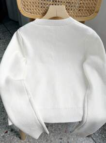 Chiquease 全新蓬松保暖圆领保暖内衬长袖毛衣，女式，长袖上衣