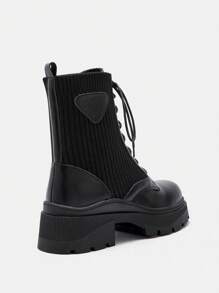 CUCCOO GRLICON Giày bốt cổ ngắn và bốt cổ cao dành cho nữ, Phong cách Y2K, Phong cách Punk, Phong cách Biker, Phong cách Cool Girl, Thích hợp cho Halloween, Giáng sinh, Tiệc tùng - màu đen - Xem 4