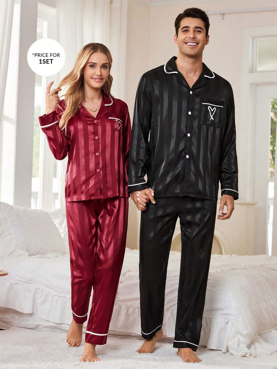 Manfinity Shein CoupledUp Embroidered Pocket Jacquard Faux Silk Men's