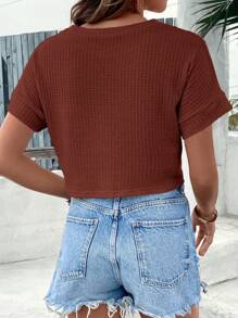 SHEIN VCAY Damen Einfarbiges Lässig Top mit Rundhalsausschnitt und Fledermausärmeln, Alltagstragen