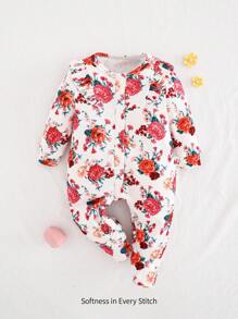 Cozy Pixies Quần dài tay dài cổ tròn họa tiết hoa cho bé gái sơ sinh - Nhiều màu - Xem 4