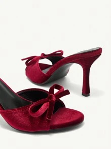 CUCCOO CHICEST Brown PU Round Toe High Heel Women Mule Sandals BURGUNDY Sandals Spring Shoes Spring Break Easter Prom Heels