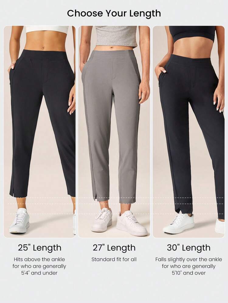 25'' VitalSwift Ultra-Light Petite Tapered Slim-Fit Slit Work Joggers Pants With Side Pockets Daily Casual Fall