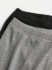 2pcs/Set Girls Embroidered Heart Basic Leggings, Casual Comfortable Fit Versatile Wear, Suitable For Spring/Summer/Autumn/Winter - Multicolor - View 3