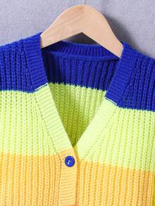 SHEIN 女童彩虹开衫针织毛衣，秋冬儿童针织上衣 - 彩色 - 查看 3