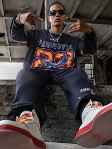 2pcs Teenage Boys Casual Plaid Pattern Hooded Sweatshirt And Long Pants Set - Black - View 4