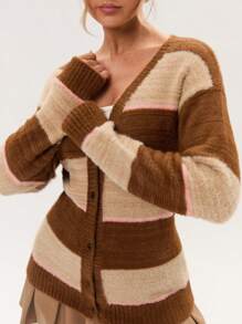 Glamine 女士拼色长袖休闲针织开衫