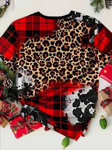 SHEIN LUNE Plus Size Women's Merry Christmas Gnomes Santa Print T-Shirt,Casual Short Sleeve Round Neck T-Shirt Graphic Tees Women Tops - Multicolor - View 2