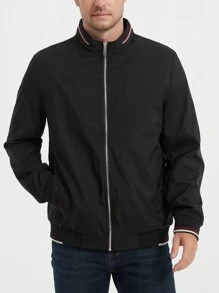 Manfinity Homme 男士休闲条纹长袖拉链夹克，春秋季，送给男朋友的礼物