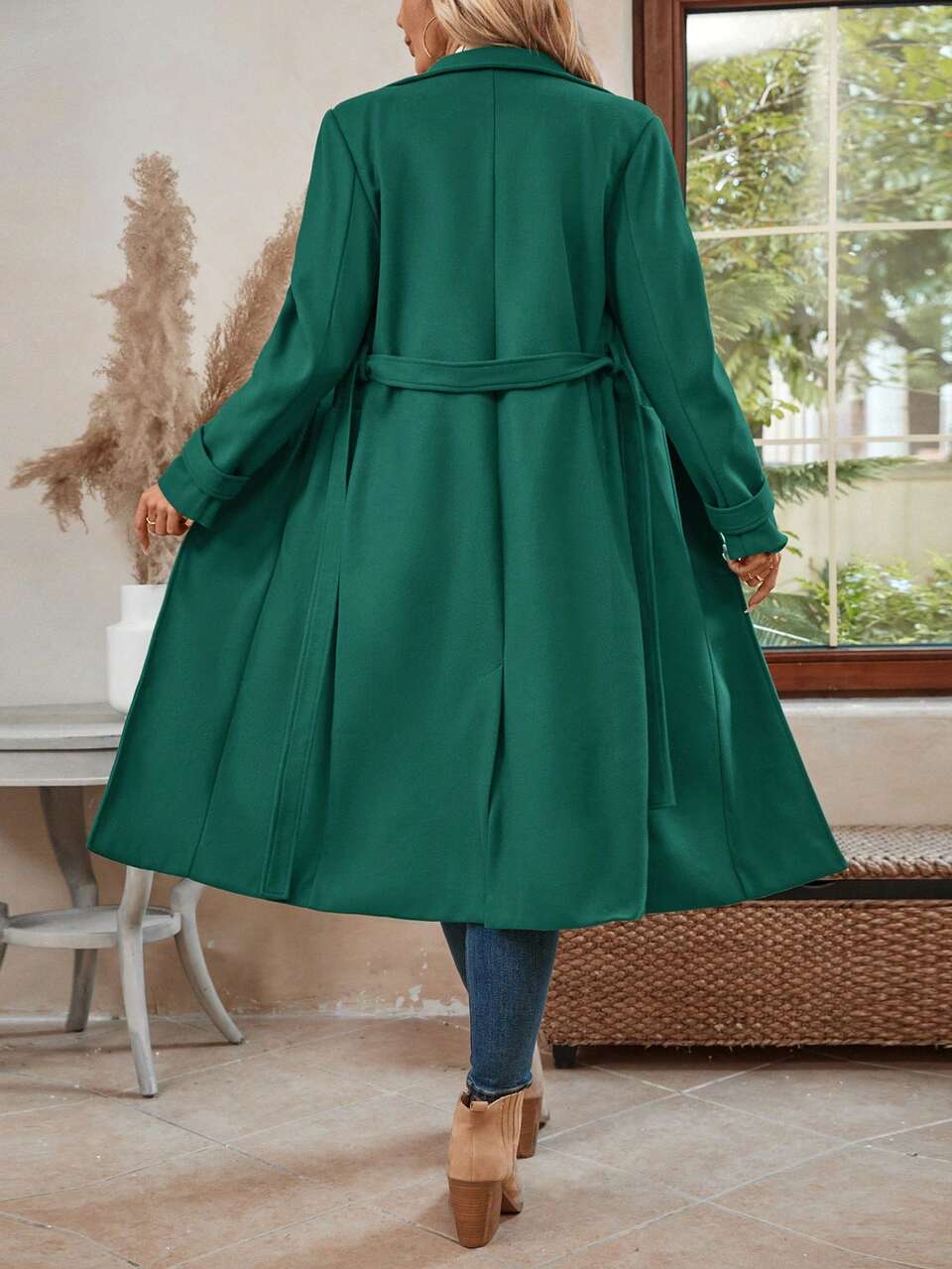 Women's Solid Color Flat Collar Long Sleeve Casual Jacket, Everyday Wear