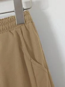 青少年男孩休闲直筒裤，带口袋，适合通勤和日常穿着