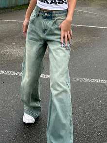 Women Vintage Loose Straight Leg Boyfriend Jeans - Navy Blue - View 5