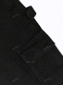 NVFelix Nuevos vaqueros rectos de moda casual de unicolor con bolsillo lateral para mujer (ropa de regreso a la escuela)