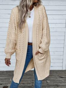 Chiquease Cárdigan de manga larga suelto de unicolor para mujer