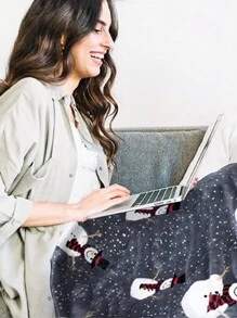 1 件法兰绒毯子、床上用品、圣诞元素图案毯子、厚实柔软的亲肤材料沙发毯、办公室午睡毯、房间装饰沙发毯、旅行露营多用途毯子、适用于客厅、卧室、返校季、节日礼物