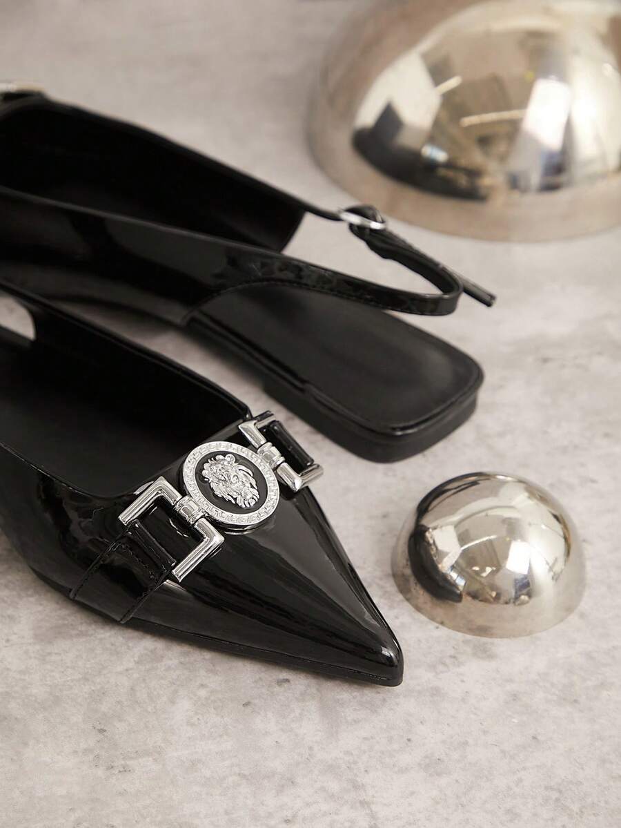 SHUZIA Sling Pointy Toe Flat W/ Hardware for Sale Australia New