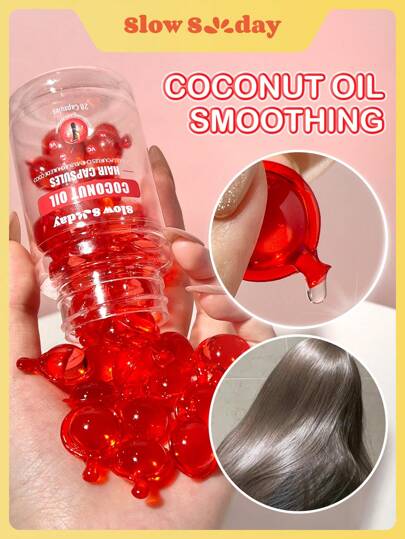 Capsules capillaires à l'huile de noix de coco, pour le soin des cheveux, gardent les cheveux doux et brillants, conviennent à tous les types de cheveux, parfaites pour les soins capillaires d'automne et d'hiver, idéales pour les vacances, les fêtes, les voyages, les activités de plein air, la mode Y2K et le cosplay, Thanksgiving, Noël, cadeaux de vacances