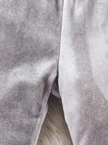 SHEIN 2 件套女婴爱心与字母刺绣拉链连帽衫和裤子套装 - 灰色 - 查看 3