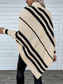 Chiquease Women Half-Turtleneck Oblique Striped Batwing Sweater Knit Pullover Fall Winter Outfit