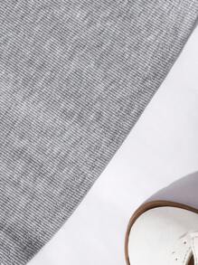 SHEIN Leap Crew Young Girl Casual Versatile Soft Knit Half Open Front Lapel Collar Long Sleeve Top - Grey - View 6