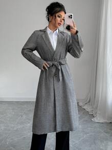 SHEIN Clasi Women Loose Vintage Chinese Coin Pattern Overcoat (With Lining), Casual Fall Cloth For Women - Khaki - View 4