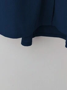 SHEIN LUNE 大码休闲灯芯绒宽松长袖衬衫 - 藍色 - 查看 3