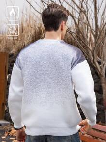 Manfinity Homme All-Over Print Casual Crew Neck Long Sleeve Pullover Sweater - White - View 2