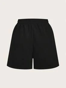 Muchica 2pcs Women Elastic Waist Striped Shorts Set