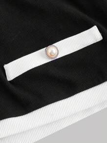 SHEIN MOD 大码黑白拼布蝴蝶结装饰复古甜美衬衫