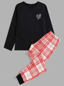 RueChic Men Bear Printed Regular Longsleeve Homewear Set - Black - View 1