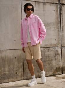 Forever 21 秋冬款粉色条纹宽松衬衫 - 粉色 - 查看 4