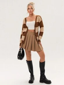 Glamine 女士拼色长袖休闲针织开衫